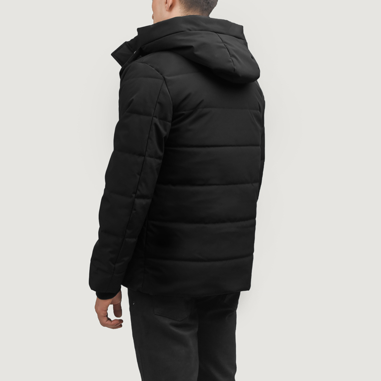 Mens Exton Black Hooded Down Puffer Jacket Tilted Back-8-1705940282289